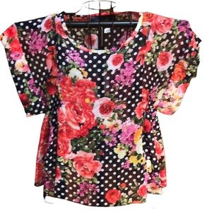 Blue Rain Floral Polkadot Blouse